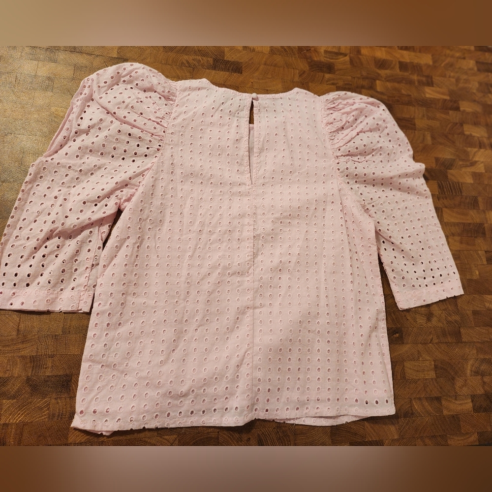 A new day cotton pink lined top 3/4 sleeve XS keyhole back